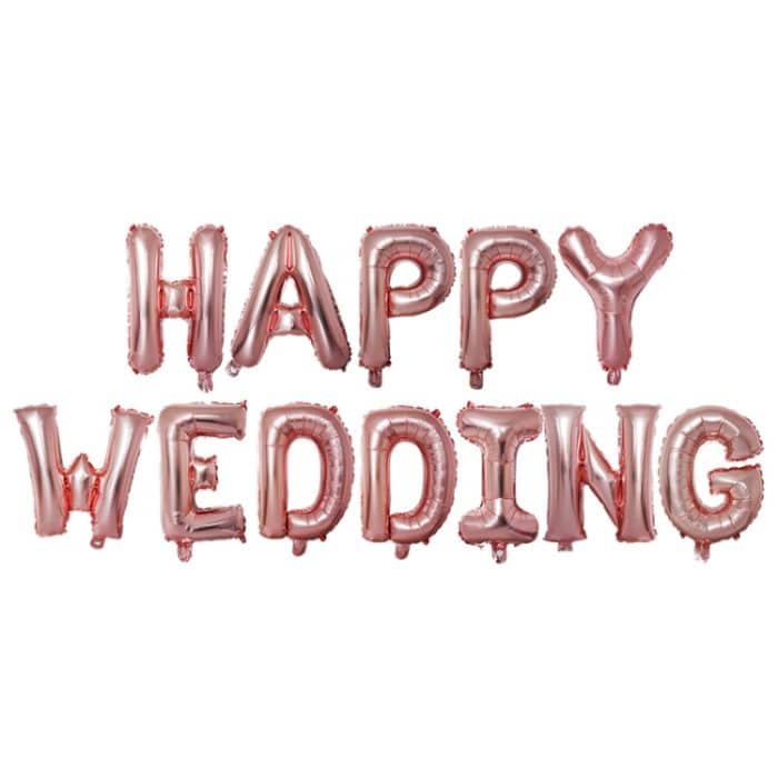 Hochzeitsdekoration Anordnung Set 16 Zoll Happy Wedding Rose Gold Brief Ballondekoration – Bild 3