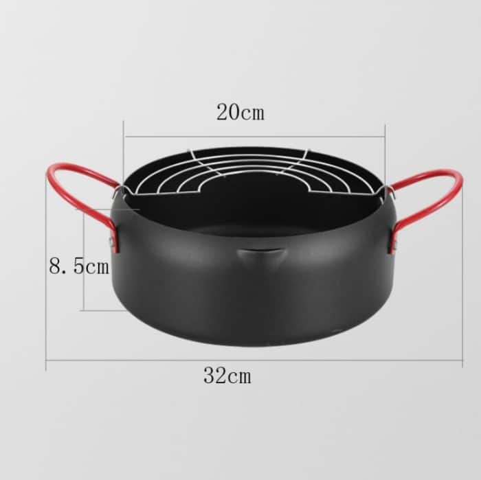 Tempura Hot Pot Haushaltsfritteuse, antihaftbeschichtete Pfanne mit Filterhalter, 18cm without Clip, 20cm without Clip, 22cm with Clip – Bild 12