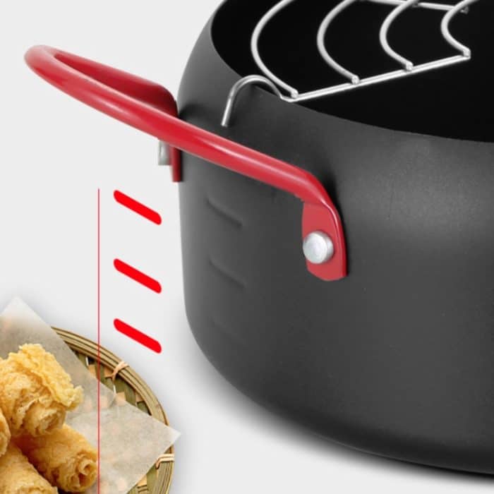 Tempura Hot Pot Haushaltsfritteuse, antihaftbeschichtete Pfanne mit Filterhalter, 18cm without Clip, 20cm without Clip, 22cm with Clip – Bild 3