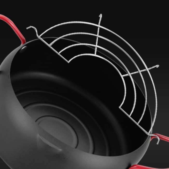 Tempura Hot Pot Haushaltsfritteuse, antihaftbeschichtete Pfanne mit Filterhalter, 18cm without Clip, 20cm without Clip, 22cm with Clip – Bild 5