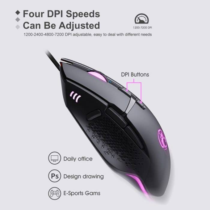 iMICE T91 8 Tasten 7200DPI USB Wired Luminous Gaming Mouse, Kabellänge: 1,8 m – Bild 6