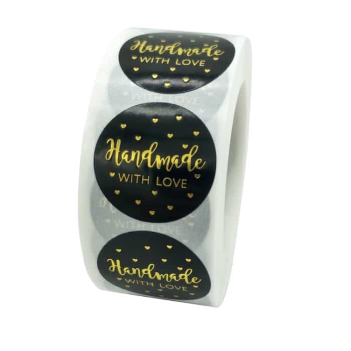 5 Stück runde handgemachte Aufkleber, Backaufkleber, heißes goldenes Etikett, C-1 Sticker – Bild 3