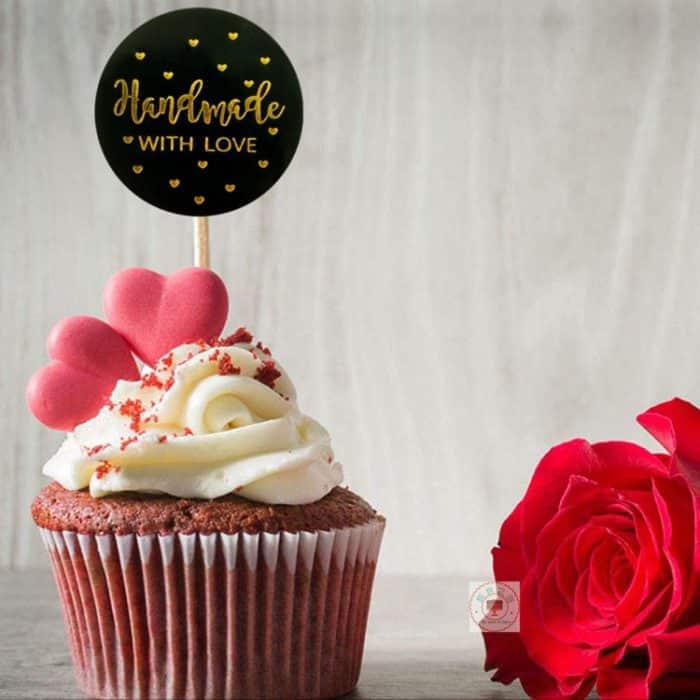 5 Stück runde handgemachte Aufkleber, Backaufkleber, heißes goldenes Etikett, C-1 Sticker – Bild 4