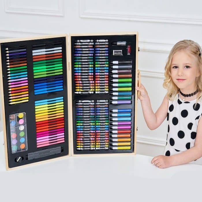 Malerei Holzkiste bunte Stift Set Kunst Schulbedarf für Kinder, 180 in 1 – Bild 9