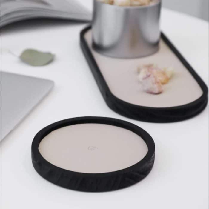 Flaches Desktop-Aufbewahrungstablett für Kleinigkeiten, Schmuck-Display-Tablett, , Oval (Warm Brown), , Triangle (Warm Brown), , Round (Warm Brown), , Oval (Dark Green), , Triangle (Dark Green), , Round (Dark Green), , Oval (Green Lotus)... – Bild 3