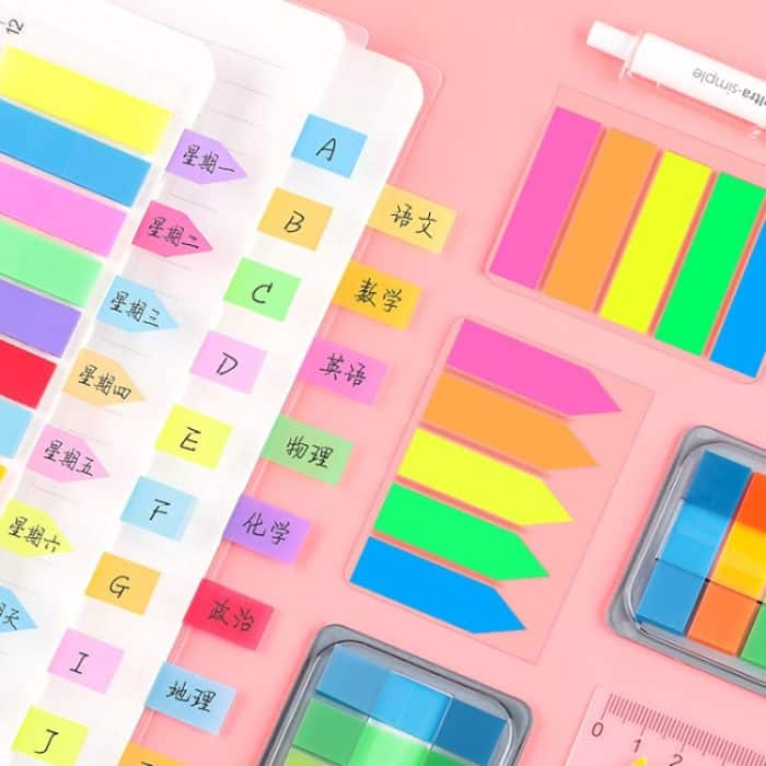 11 Stück fluoreszierende transparente kleine Aufkleber Hinweis-Indikator-Etikett-Index-Aufkleber, 7660 (One Box), 7661 (One Pack), 7662 (One Pack), 7663 (One Pack), 7664 (One Pack), 7665 (One Pack) – Bild 3