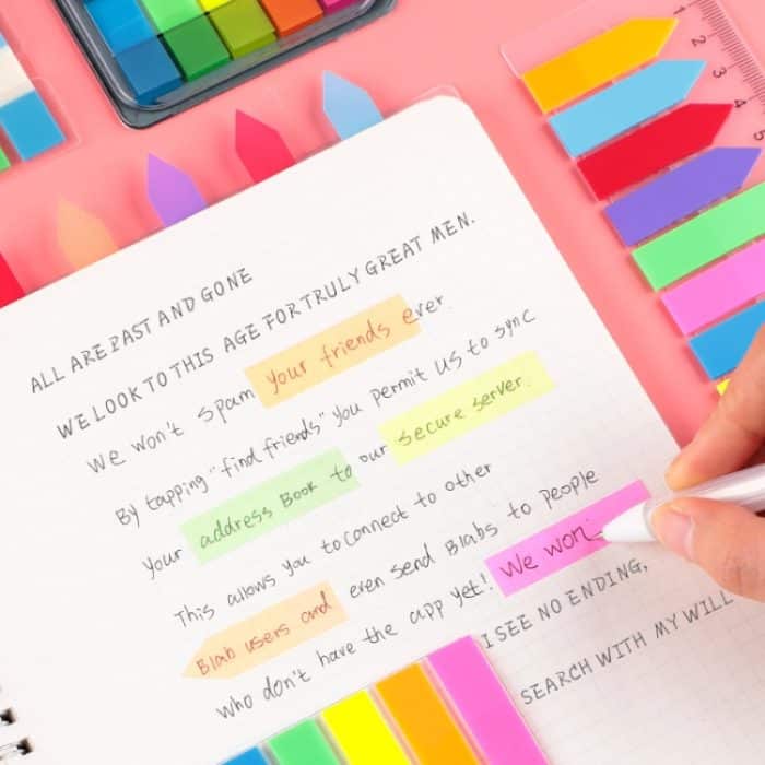 11 Stück fluoreszierende transparente kleine Aufkleber Hinweis-Indikator-Etikett-Index-Aufkleber, 7660 (One Box), 7661 (One Pack), 7662 (One Pack), 7663 (One Pack), 7664 (One Pack), 7665 (One Pack) – Bild 5