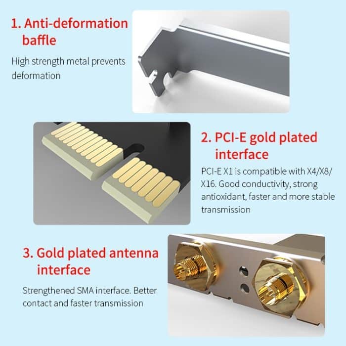 COMFAST Gaming Game 3000 Mbit/s Gigabit Dual-Frequenz Wireless Desktop Computer PCIE Wireless Netzwerkkarte, AX200, AX200 PRO – Bild 7