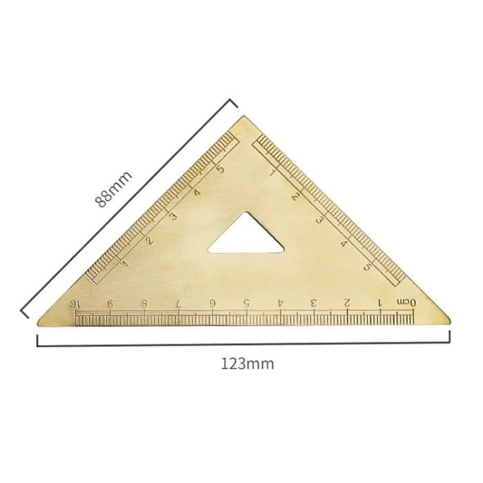 4 Stück Messing-Retro-Zeichenlineal-Messwerkzeuge, 0-10cm Isosceles Triangle Ruler, 0-10cm Right Angle Triangle Ruler, 0-15cm Wave Ruler, 0-15cm Ruler, 0-18cm Ruler, 0-120mm Caliper Single Scale, 0-180 Degree Protractor, 0-120mm Caliper Double Scale – Bild 2