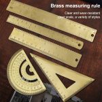 4 Stück Messing-Retro-Zeichenlineal-Messwerkzeuge, 0-10cm Isosceles Triangle Ruler, 0-10cm Right Angle Triangle Ruler, 0-15cm Wave Ruler, 0-15cm Ruler, 0-18cm Ruler, 0-120mm Caliper Single Scale, 0-180 Degree Protractor, 0-120mm Caliper Double Scale – Bild 7