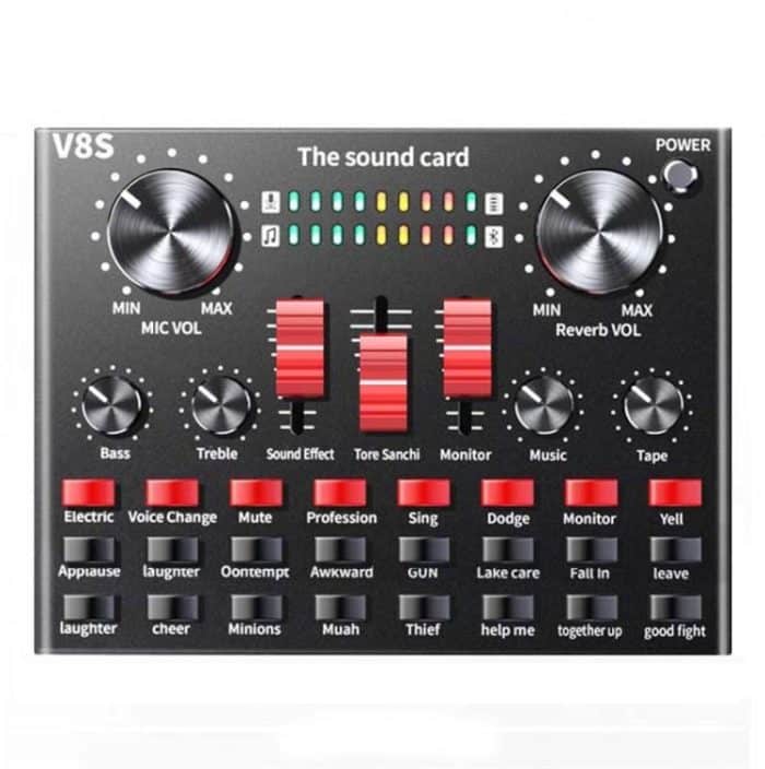 V8S Soundkarte Mobiltelefon Computer Anker Live K Song Aufnahmemikrofon, English Version, V8S  + Golden Net BM700 Set, V8S  + Black Bet BM700 Set – Bild 1