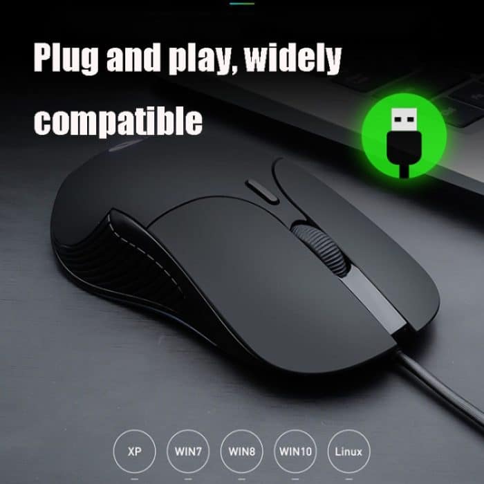 Inphic PB1 Business Office Mute Macro Definition Gaming-Maus mit Kabel, Kabellänge: 1,5 m, Black Silen Business Version, Classic Back Breathing Light, Matte White Breathing Light – Bild 5