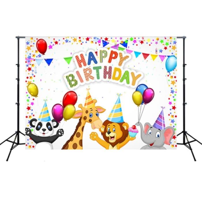 2,1 m x 1,5 m Kinder Geburtstag Thema Party Tier Cartoon Fotografie Hintergrund Stoff – Bild 1