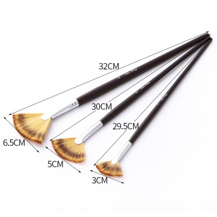 3 Teile/satz Lange Stange Fischschwanz Fächerförmige Gouache Pinsel Nylon Wolle Aquarell Kunst Pinsel, Nylon Wool Watercolor Art Brush – Bild 3