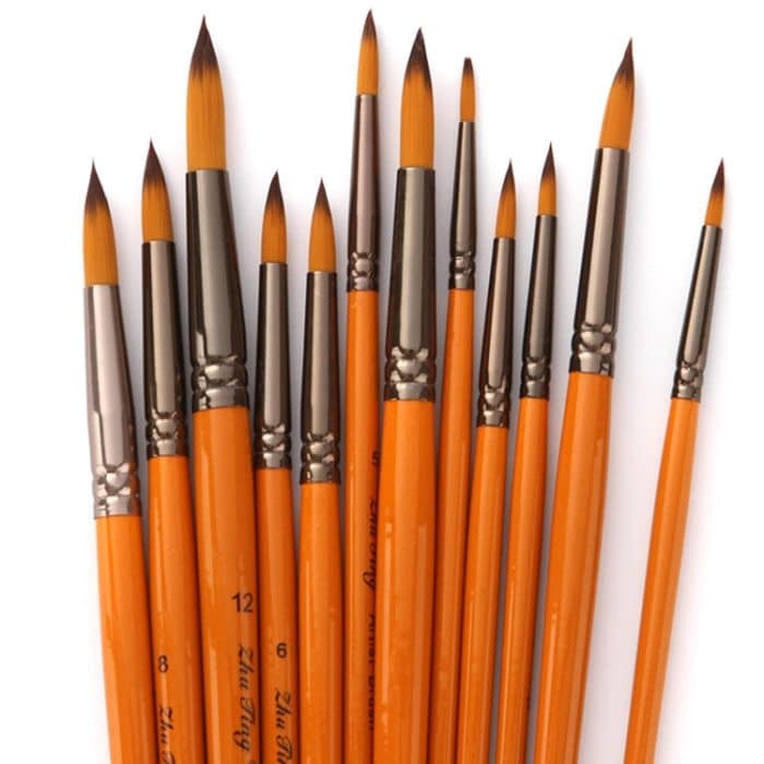 ZHU TING 12 STÜCKE / Set Kurzer Holzpol Nylon Haar Aquarell Hook Line Pinsel Nagelöl Malerei Pinsel – Bild 4