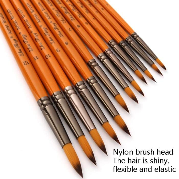 ZHU TING 12 STÜCKE / Set Kurzer Holzpol Nylon Haar Aquarell Hook Line Pinsel Nagelöl Malerei Pinsel – Bild 6