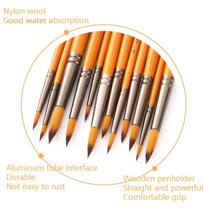ZHU TING 12 STÜCKE / Set Kurzer Holzpol Nylon Haar Aquarell Hook Line Pinsel Nagelöl Malerei Pinsel – Bild 7