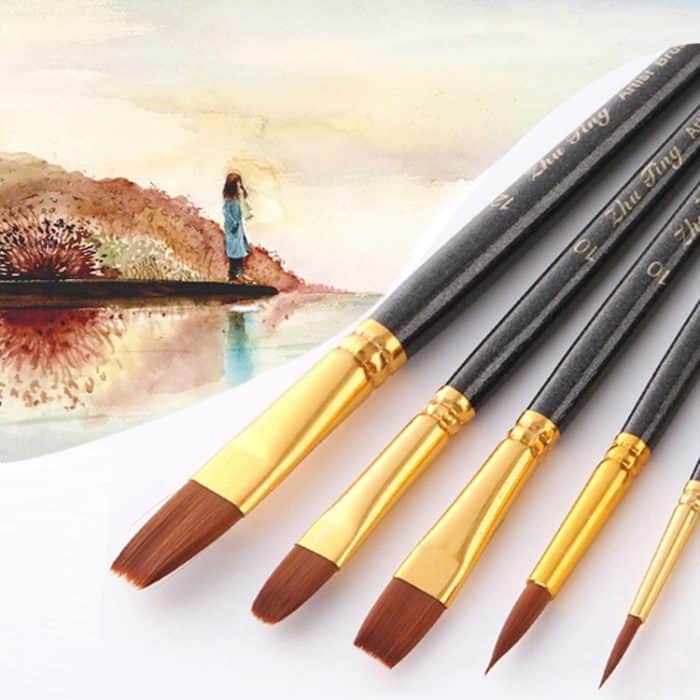 ZHU TING 21 Stück/3 Sets Nylonpinsel, Aquarellpinsel und Ölpinsel, Kunst- und Malzubehör, 21 PCS / 3 Sets Nylon Brushes – Bild 13