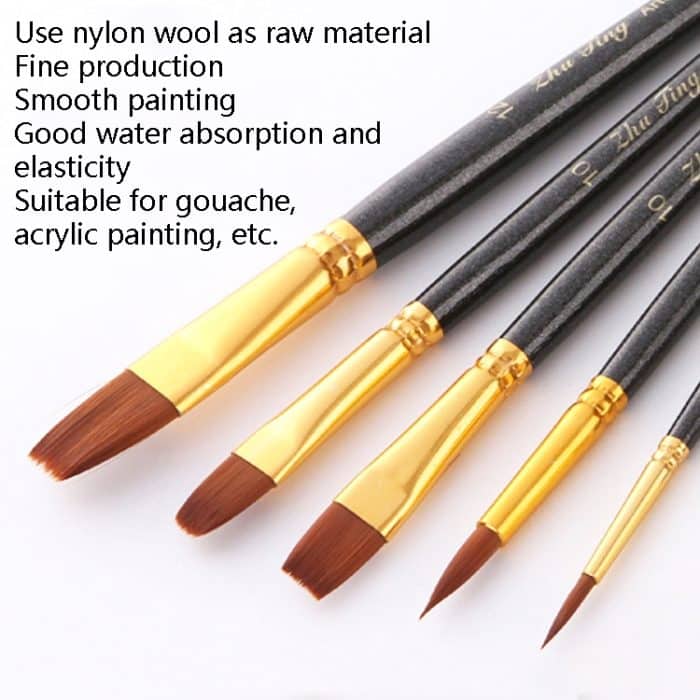 ZHU TING 21 Stück/3 Sets Nylonpinsel, Aquarellpinsel und Ölpinsel, Kunst- und Malzubehör, 21 PCS / 3 Sets Nylon Brushes – Bild 7