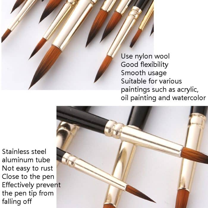 ZHU TING 12 Teile/satz Nylonhaar Aquarell Stift Kinder Gemalt Gouache Pinsel, Nylon Hair Watercolor Pen – Bild 6