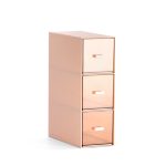 Desktop Schublade Aufbewahrungsbox Kosmetik Büro Student Schreibwaren Stift Schlafsaal Drei Gitter Schreibtisch Rack, Coral Powder, Ivory White, Glacier Blue