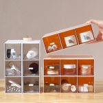 Desktop Schublade Aufbewahrungsbox Kosmetik Büro Student Schreibwaren Stift Schlafsaal Drei Gitter Schreibtisch Rack, Coral Powder, Ivory White, Glacier Blue – Bild 5