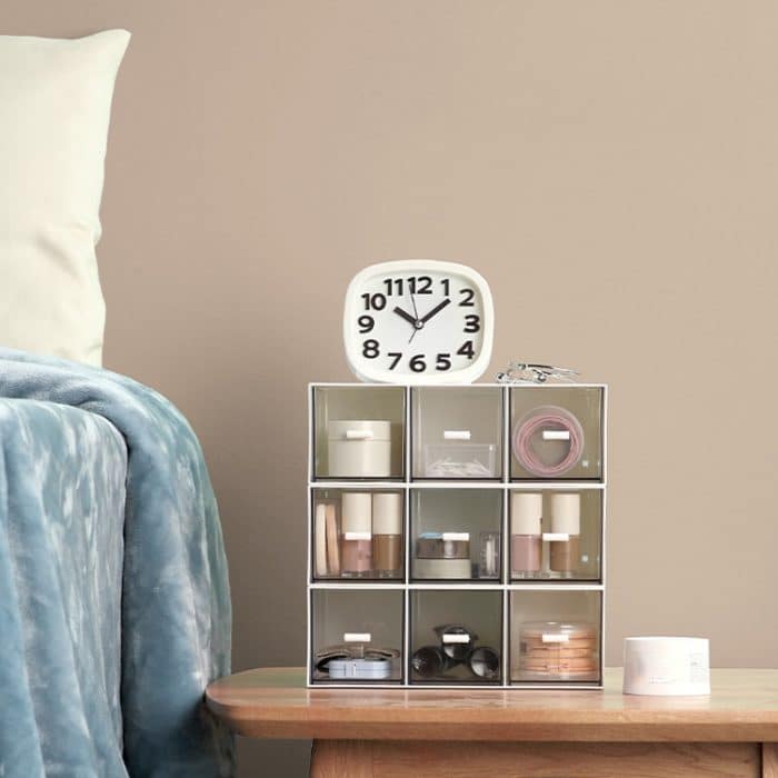 Desktop Schublade Aufbewahrungsbox Kosmetik Büro Student Schreibwaren Stift Schlafsaal Drei Gitter Schreibtisch Rack, Coral Powder, Ivory White, Glacier Blue – Bild 6