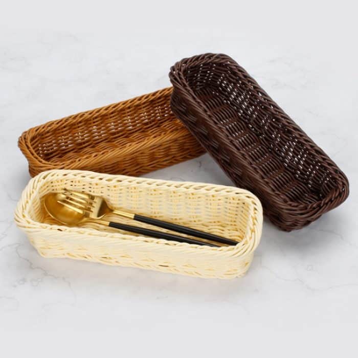 2 Stück Rattan-Gewebekorb, Besteck- und Gabel-Aufbewahrungskorb – Bild 5