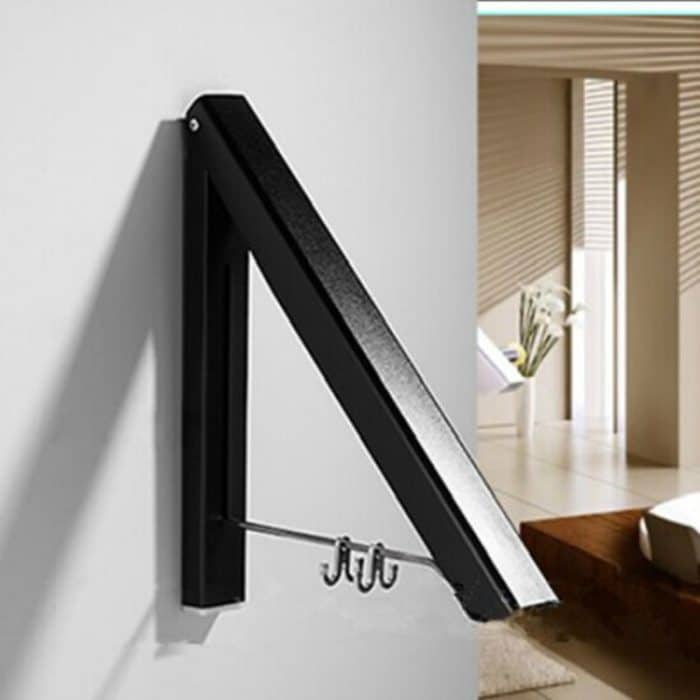 TBD055409001.jpg Multifunktionaler, unsichtbarer Wäscheständer aus Aluminium, Black, Double Black + 80cm Crossbar, Double Black + 120cm Crossbar – Bild 1