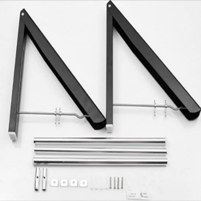 Multifunktionaler, unsichtbarer Wäscheständer aus Aluminium, Black, Double Black + 80cm Crossbar, Double Black + 120cm Crossbar – Bild 3