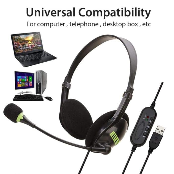 Computer USB-Schnittstelle Kopfhörer Aviation Headset mit Mikrofon – Bild 5