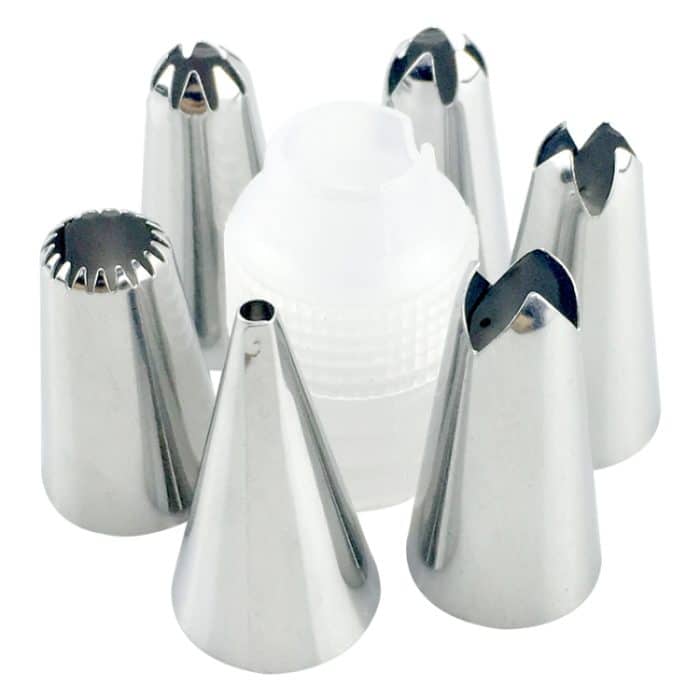 8 PCS / Set 6 Edelstahl Düsen Set DIY Kuchen Dekorationswerkzeuge Silikon mit EVA Creme Spritzbeutel – Bild 5