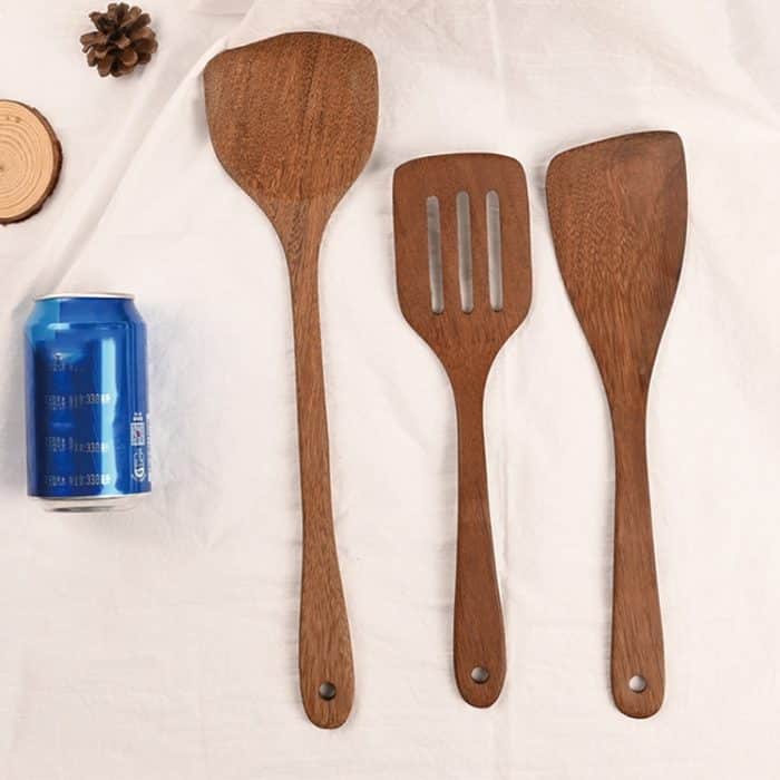 Langer Griff, unbemalte Hühnerflügel, Holzspatel, Küchenutensilien, Large Spatula, Large vegetable Spatula, Oblique Spade, Square Curved Spade, 3 Square Curved Spade – Bild 6