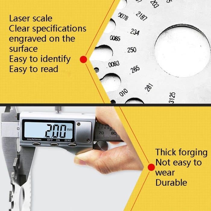 Edelstahl-Drahtstärke Modell Schweißinspektionslineal Dicke Lineal Drahtschweißlehre – Bild 7