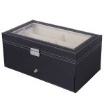 PU-Leder Doppelschicht Brillenetui Sonnenbrillen Aufbewahrungsbox – Bild 3