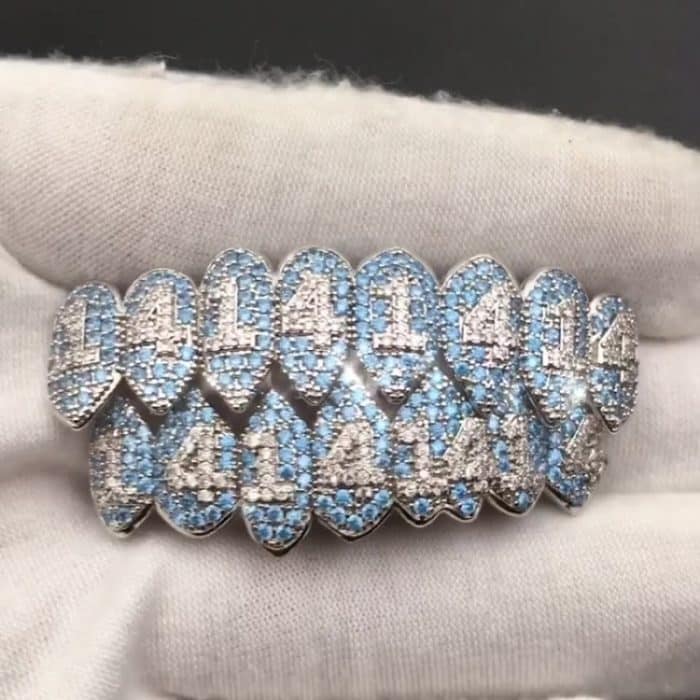 Halloween-Vampir-8-Zirkon-Hip-Hop-Hosenträger, Platinum Suit, Gold Suit, Platinum Upper Teeth, Platinum Lower Teeth, Gold Upper Teeth, Gold Lower Teeth – Bild 3