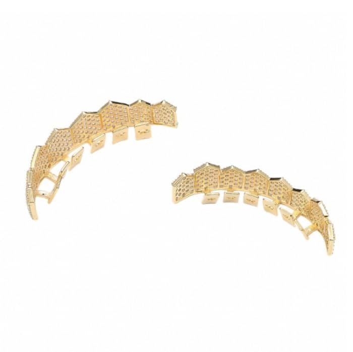 Hip-HopVergoldeter mikroeingelegter Zirkon 8 Goldspangen, Gold Suit, Silver Suit, Gold Upper Teeth, Gold Lower Teeth, Silver Upper Teeth, Silver Lower Teeth – Bild 3