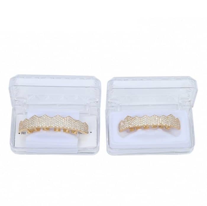 Hip-HopVergoldeter mikroeingelegter Zirkon 8 Goldspangen, Gold Suit, Silver Suit, Gold Upper Teeth, Gold Lower Teeth, Silver Upper Teeth, Silver Lower Teeth – Bild 5