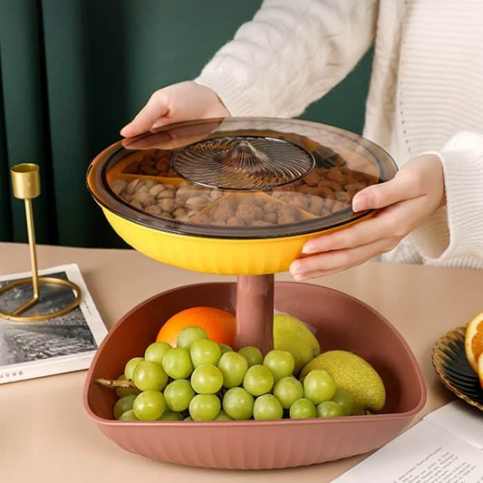 Snacks Trockenobstteller Mehrschichtiger überlagerter Obstteller Süßigkeitenteller, Double Layer 1 (Tea Green), Double Layer 1  (Royal Blue ), Double Layer 1(Bean Pink ), Double Layer 2 (Tea Green), Double Layer 2(Royal Blue), Double Layer 2 (Bean Pink... – Bild 7