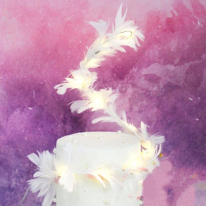 5 Stück verschiedene Feder-Kuchen-/Dessertdekorationen, White, Black, Pink – Bild 4