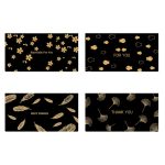 12 Stück schwarze Bronzing-Grußkarte für den Urlaub, hochwertige Golden Blessing-Grußkarte mit Umschlag, Four Leaf Clover, Feather, Ginkgo, Small Fish – Bild 2