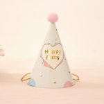 10 PCS Kinder Erwachsene Geburtstag Party Hut Pelz Ball Geburtstag Papier Hut, Geometric Pink, Polygon Love Heart, Half Round Five-pointed Star Pink, Half Round Five-pointed Star Blue, Rainbow Style, European Lace Pink, Rhombus Line Black, Dot Black