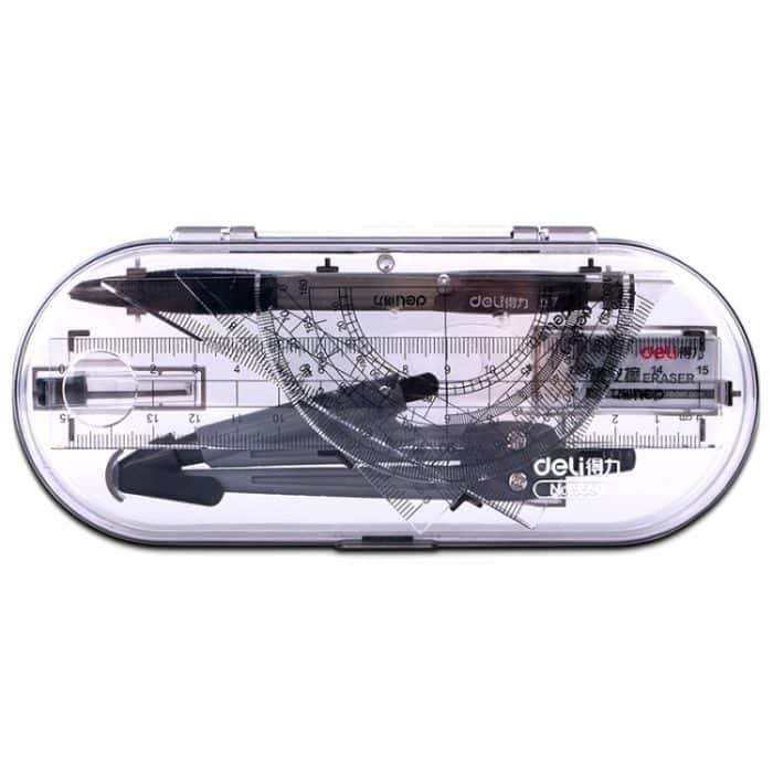 2-teiliges Deli 9591 Zeichenset für Schüler, 8-teiliges Set, Kompass-Lineal-Set, Schreibwaren für Schüler – Bild 2