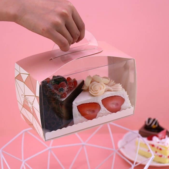 50-teiliges Set, tragbare, transparente Kuchenbox, Mousse-Gebäck-Verpackungsbox, Small White Flamingos (Without Tray), Small Dark Green Leaves (Without Tray), Small Pink Geometric (Without Tray), Small Green Flamingos (Without Tray)... – Bild 3