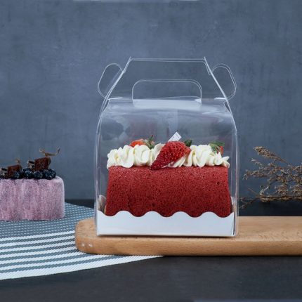 50 Stück tragbare lange Kuchenrolle, transparente Box, Gebäck, Backverpackung, Box, Small Roll (13x8x10cm), Half Roll (16x9x9cm)