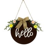 Heimdekorationen, Osterkranz, Schieß-Requisiten, Kranz, Türbehang, Brown Hello, Whiteboard Black Letter Welcome Sign, Dark Blue Welcome Wooden Sign, Dark Blue Easter Rabbit – Bild 7