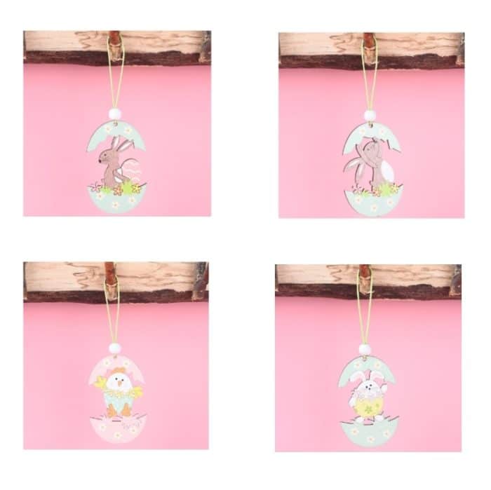 5 Packungen Oster-Holzanhänger, festliche Atmosphäre, Dekorationsartikel, Bunny Egg Shell, Rabbit Lifting Eggshell, Small Egg Shell, Yellow Rabbit Eggshell, Pink Egg, Yellow Rabbit Tooth Egg, Light Yellow Upside-down Rabbit Eggs, Blue Egg... – Bild 6