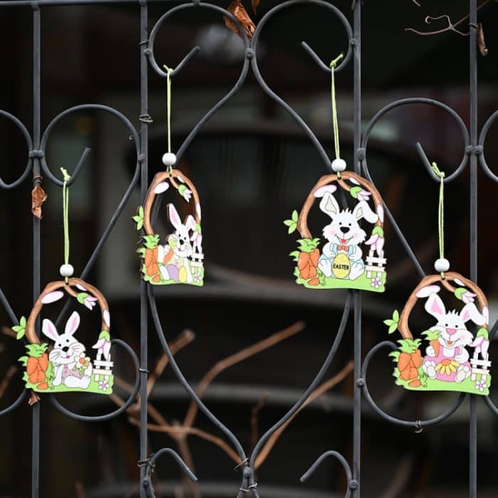 5 Packungen Oster-Holzanhänger, festliche Atmosphäre, Dekorationsartikel, Bunny Egg Shell, Rabbit Lifting Eggshell, Small Egg Shell, Yellow Rabbit Eggshell, Pink Egg, Yellow Rabbit Tooth Egg, Light Yellow Upside-down Rabbit Eggs, Blue Egg... – Bild 5