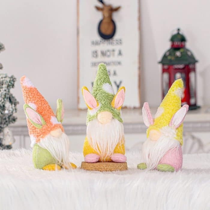 2 PCS Ostern Gesichtslose Puppe Dekoration Desktop Cartoon Kaninchen Puppe Dekoration Urlaub Dekoration, Orange Cap, Green Cap, Yellow Cap – Bild 5