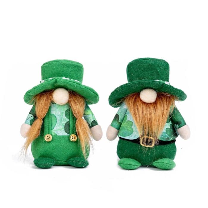 2 Stück St. Patrick's Day gesichtslose Puppe, Party-Dekoration, Requisiten, Puppenornament, Beard, Braids – Bild 2